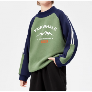 森系潮流撞色加绒套头卫衣